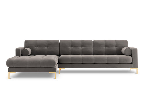 Cosmopolitan Design linker hoekbank Bali 5-zits, flueel, lichtgrijs - 185x293x75cm
