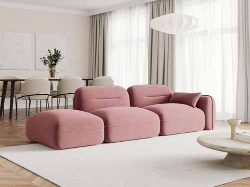 Cosmopolitan Design linker modulaire bank Sydney 3-zits, flueel, zalm - 90x295x70cm