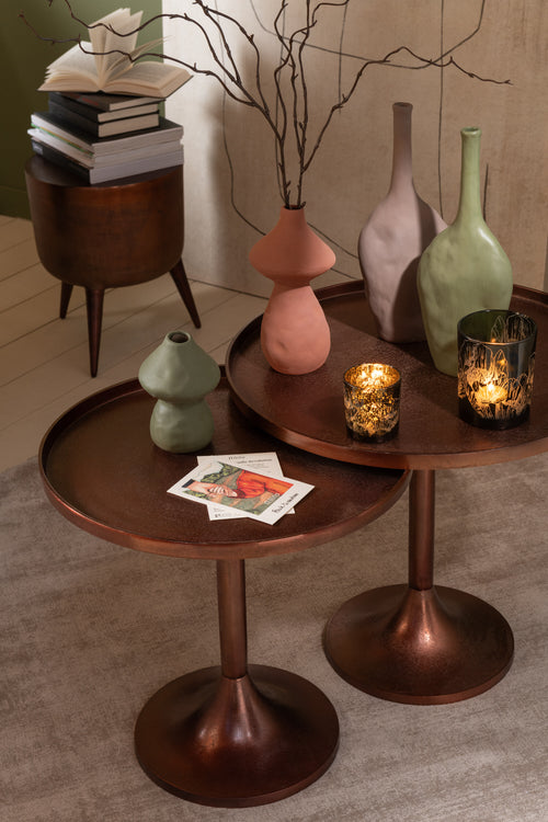 J-Line vaas Paddenstoel - porselein -  rood/groen/bruin - large -  3 stuks - 22.5 cm hoog - vtwonen shop