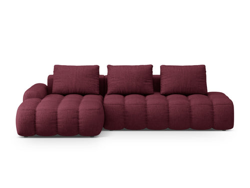 Cosmopolitan Design Uitklapbare hoekbank links met opbergdoos Linz 3-zits, structurele stof bordeaux - 142x275x84cm