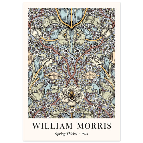 Artfulprints Poster William Morris - Spring thicket 1884   - 70x100 cm - Blauw