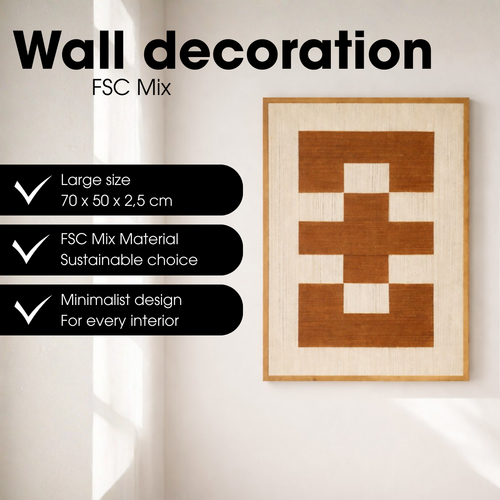 Mica Decorations Wanddecoratie - Wandpaneel Abstracte Kunst 70 x 50 x 2,5 cm - Woondecoratie voor Woonkamer of Slaapkamer - Bruin