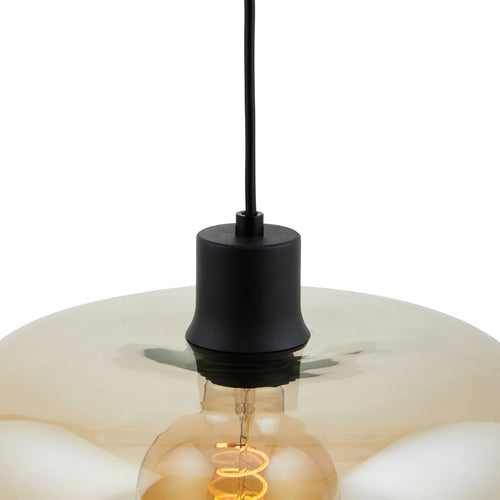 Lighto | Art deco hanglamp zwart met amber glas | Velo - vtwonen shop