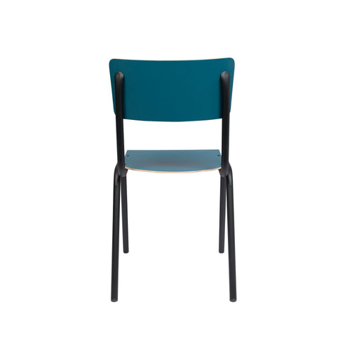 Zuiver Back To School Eetkamerstoelen/ Kantinestoelen/ Schoolstoelen Mat Blauw - Set van 4 - vtwonen shop