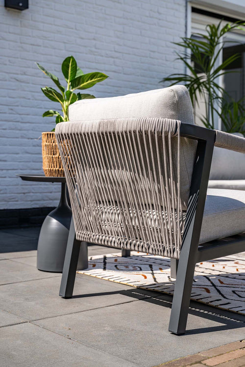 Monti loungeset - 4-dlg. - carbon black -  rope taupe - valley sand