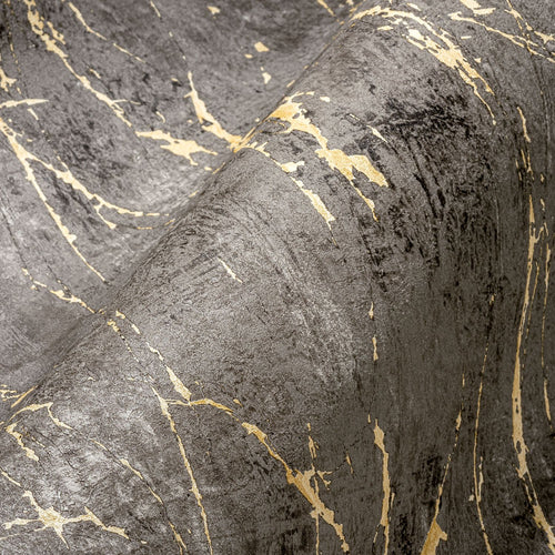 A.S. Création behang marmer antraciet grijs, goud en zwart - 53 cm x 10.05 m - AS-388175