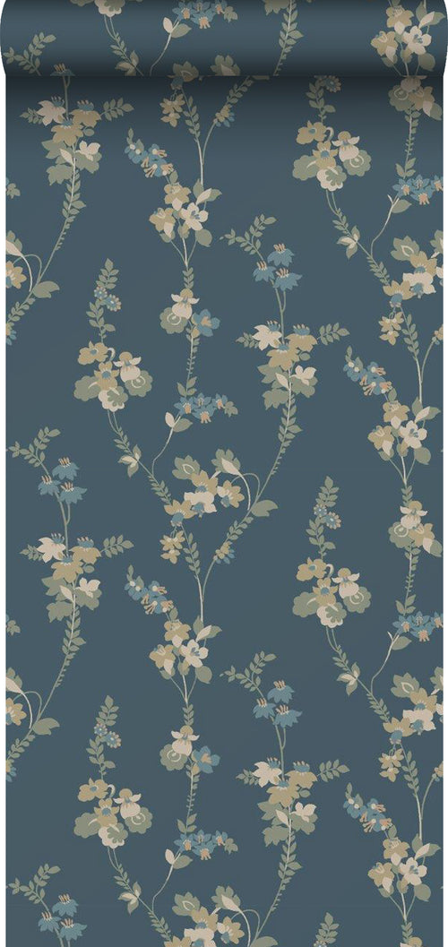 Borastapeter behang bloemen vergrijsd blauw - 53 cm x 10.05 m - 660844 - vtwonen shop