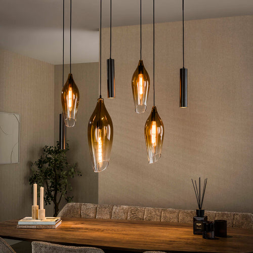Giga Living Hanglamp Cocoon Pendel - Bruin Glas - 105x40x150cm