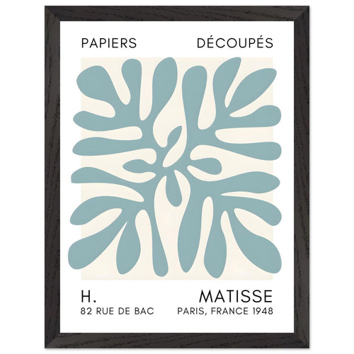 Artfulprints Poster met Lijst Matisse - Deep ocean turquoise   - 30x40 cm - Turquoise