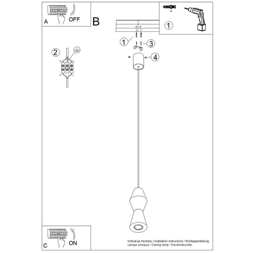 Sollux Lighting Hanglamp KUBBE klein R - 10x10x200cm