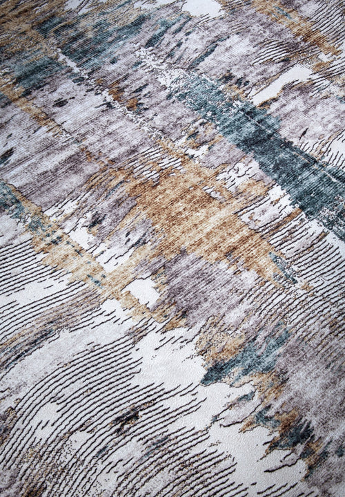 ELLE Decoration Imagination Shortpile Rug Malard Saphire Gold 200x290 cm - vtwonen shop