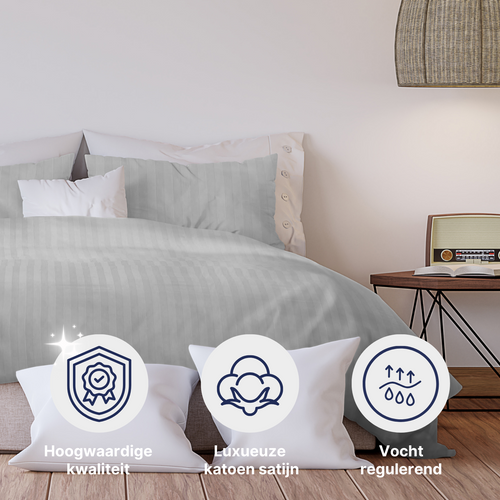 Ten Cate dekbedovertrek - 100% katoensatijn - 240x200/220 - grijs - vtwonen shop