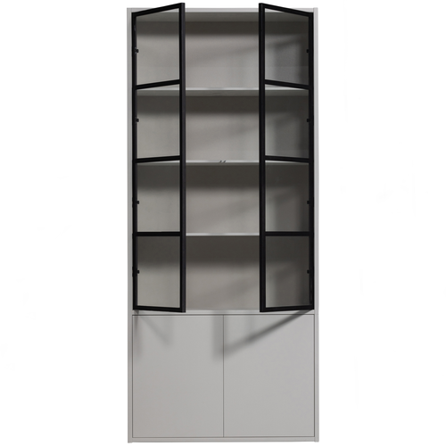 vtwonen 4-deurs vitrinekast Basic - Grenen - Mist - 230x101x40 - vtwonen shop