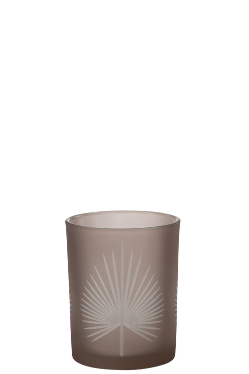 J-Line windlicht Palmblad - glas - beige - medium