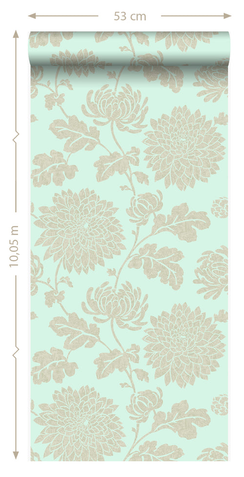 Origin Wallcoverings behang bloemen celadon groen - 53 cm x 10,05 m - 326148 - vtwonen shop