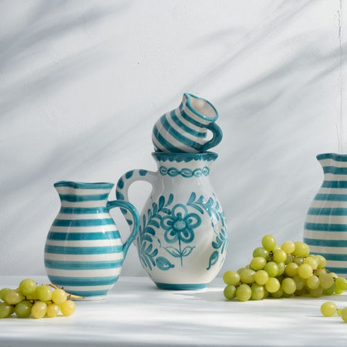 J-Line kruik Granada - keramiek - wit/aqua - large - vtwonen shop