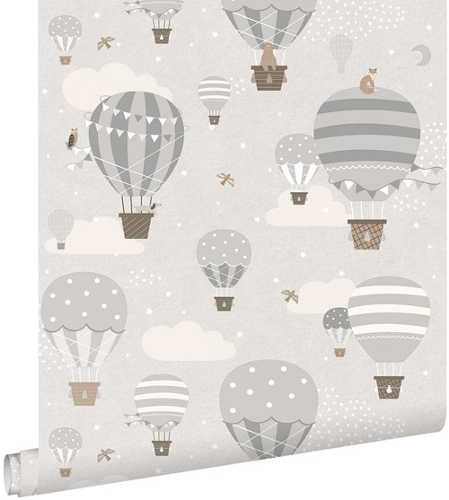 ESTAhome behang luchtballonnen grijs en bruin - 50 x 900 cm - 131344 - vtwonen shop