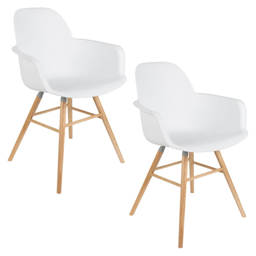 Zuiver Albert Kuip Eetkamerstoelen met armleuning Wit - Set van 2 - vtwonen shop