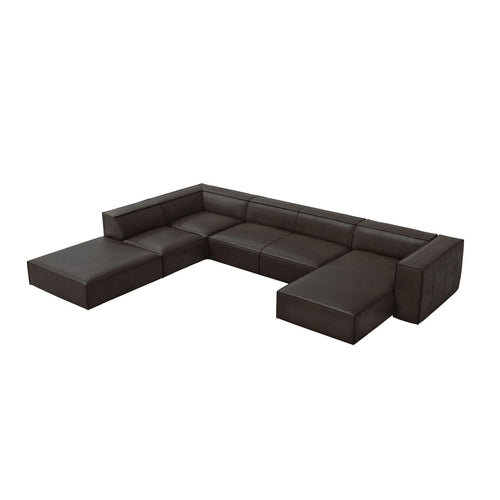 Cosmopolitan Design - Panoramische hoekbank links Turin 6-zits, echt leer grafiet - 270x365x68cm