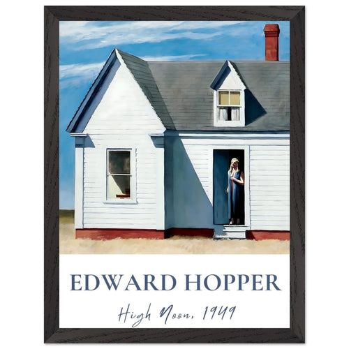 Artfulprints Poster met Lijst Edward Hopper - High noon   - 30x40 cm - Blauw