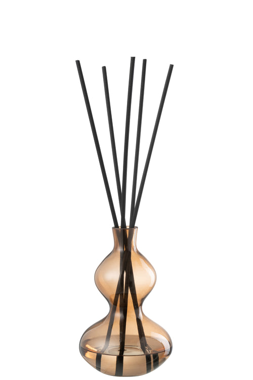 J-Line geurolie + stokjes Nordic Vetiver - glas - amber - small - vtwonen shop