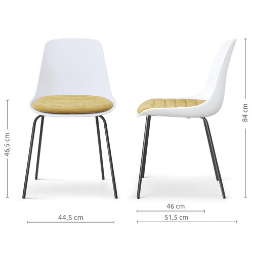 Nolon Nora-Liv eetkamerstoel wit met warm oker zitkussen - zwart onderstel