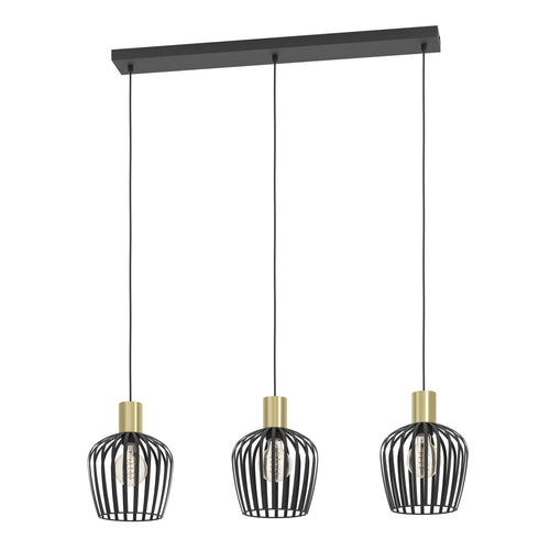 EGLO hanglamp Empoli - 90 cm e27 - 3-lichts - metaal - zwart/goud