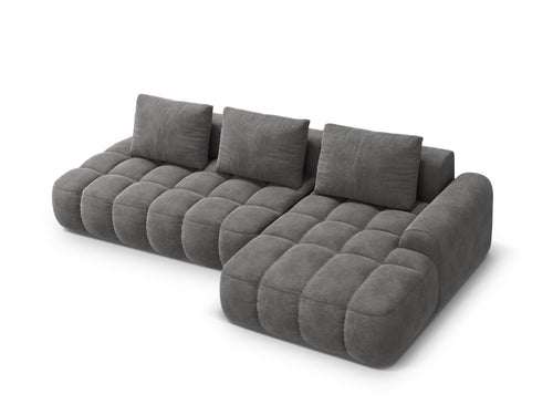 Cosmopolitan Design Converteerbare hoekbank rechts met opbergdoos Linz 3-zits, flueel grijs - 142x275x84cm