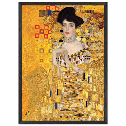 Artfulprints Poster met Lijst Gustav Klimt - Portrait of Adele Bloch-Bauer I   - 50x70 cm - Geel