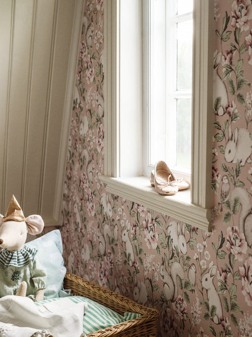 Borastapeter behang vintage bosdieren roze - 53 cm x 10.05 m - 660631 - vtwonen shop