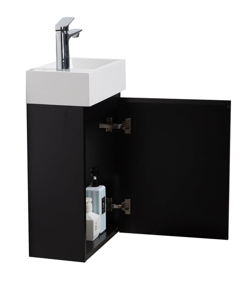 Badplaats Toiletmeubel Angela 40 x 22 cm – Mat Zwart – Fonteinmeubel met Wastafel
