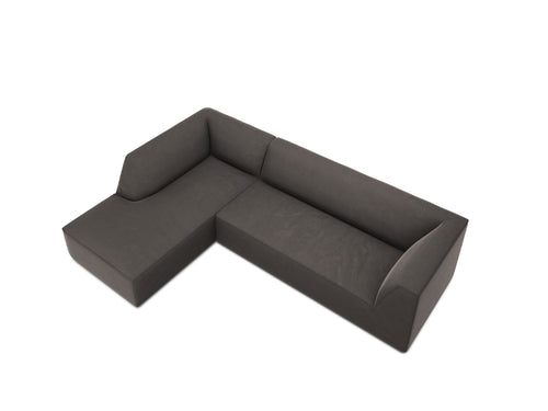 Micadoni linker hoekbank Ruby 4-zits, flueel, donkergrijs - 180x273x69cm