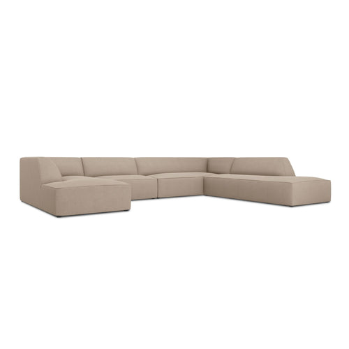 Cosmopolitan Design - Panoramische hoekbank rechts Siena 7-zits, structurele stof donkerbeige - 273x366x69cm