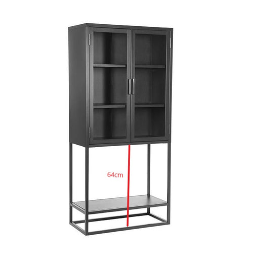 LABEL51 Vitrinekast Level - Zwart Metaal - 70x35x150cm