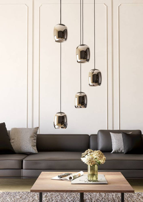 EGLO hanglamp Ciampino - e27 - ø 54 cm - zwart/grijs - glas