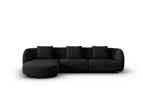 Cosmopolitan Design linker hoekbank Tulum 4-zits, chenille, zwart - 156x255x70cm