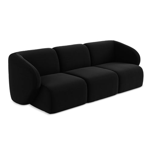 LaMiaSofa 3-zits bank Cervo - velours - zwart - 244x94x75