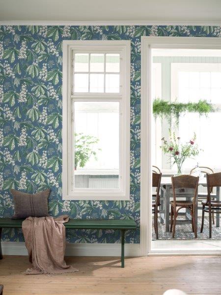 Borastapeter behang bladeren vergrijsd blauw - 53 cm x 10.05 m - 660406 - vtwonen shop