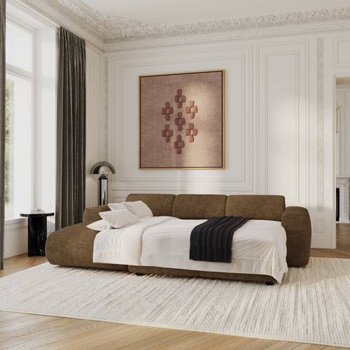 Sia Home - Hoekbanken YUMA - Fluweel met structuur - Expresso bruin - 283cm