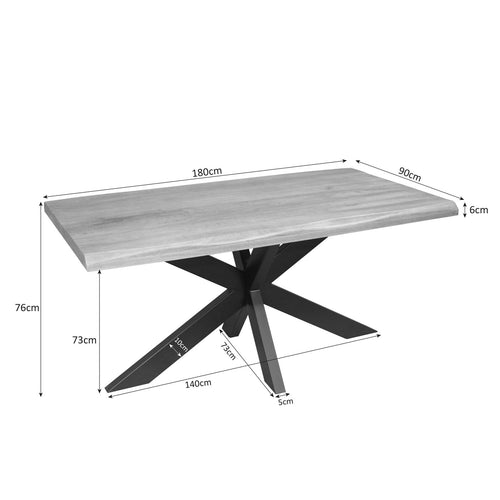 Starfurn Eettafel Dakota - Boomstam Naturel Hout - 180x90x76cm