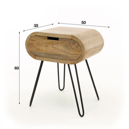 Giga Meubel Nachtkastje Barrel - Naturel Hout - 50x35x60cm - vtwonen shop