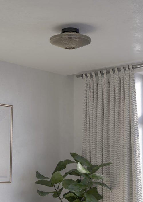 EGLO plafondlamp Midsumer - e27 - ø 38 cm - zwart/crème - textiel - vtwonen shop