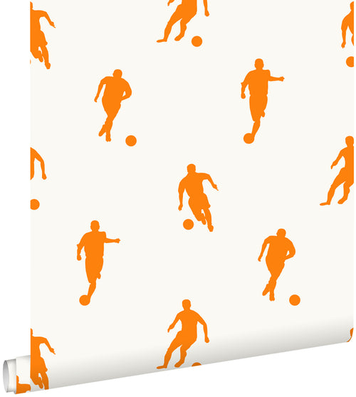 ESTAhome behang voetbalspelers oranje en wit - 53 cm x 10.05 m - 115871