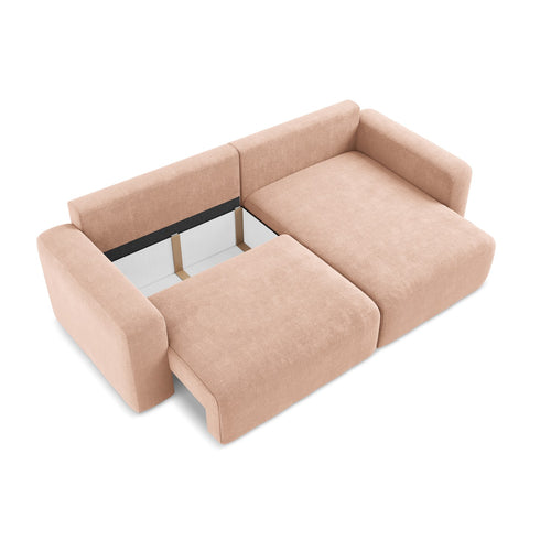 LaMiaSofa hoekbank rechts Ostia - chenille stof - perzik - 244x149x79