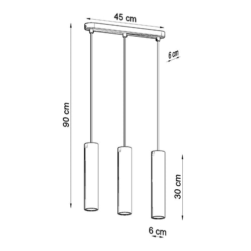 Sollux Lighting Hanglamp LUVO 3L - 45x6x90cm