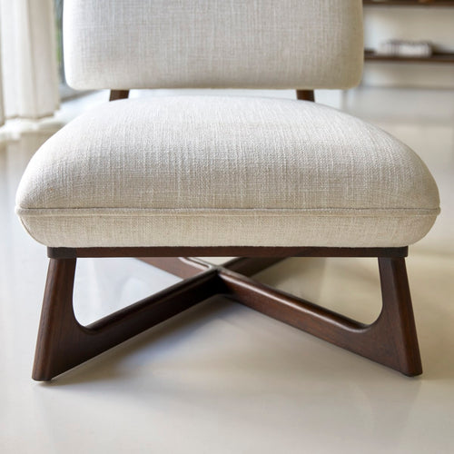 Tikamoon Lage fauteuil in massief mindihout en ecru stof - Beige - vtwonen shop