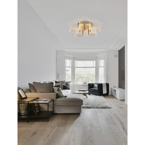 Merano Hayward Geïntegreerde LED Semi Flush Light Messing Goud Metaal LED 28W 1300Lm 3000K