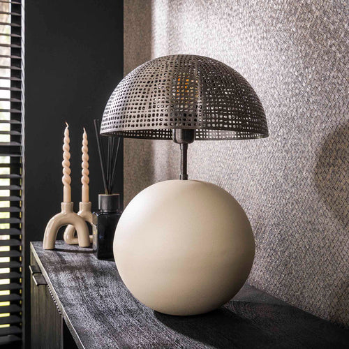 Giga Meubel Tafellamp Sphere - Natural Grijs - 1-Lichts - 26x26x49cm - vtwonen shop