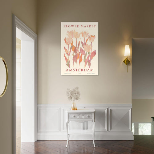Artfulprints Poster Flower market - Amsterdam I   - 50x70 cm - Roze