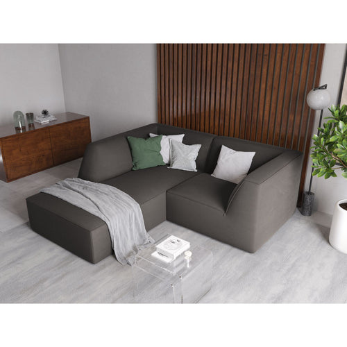 Cosmopolitan Design - Modulaire hoekbank links Siena 3-zits, flueel donkergrijs - 180x186x69cm